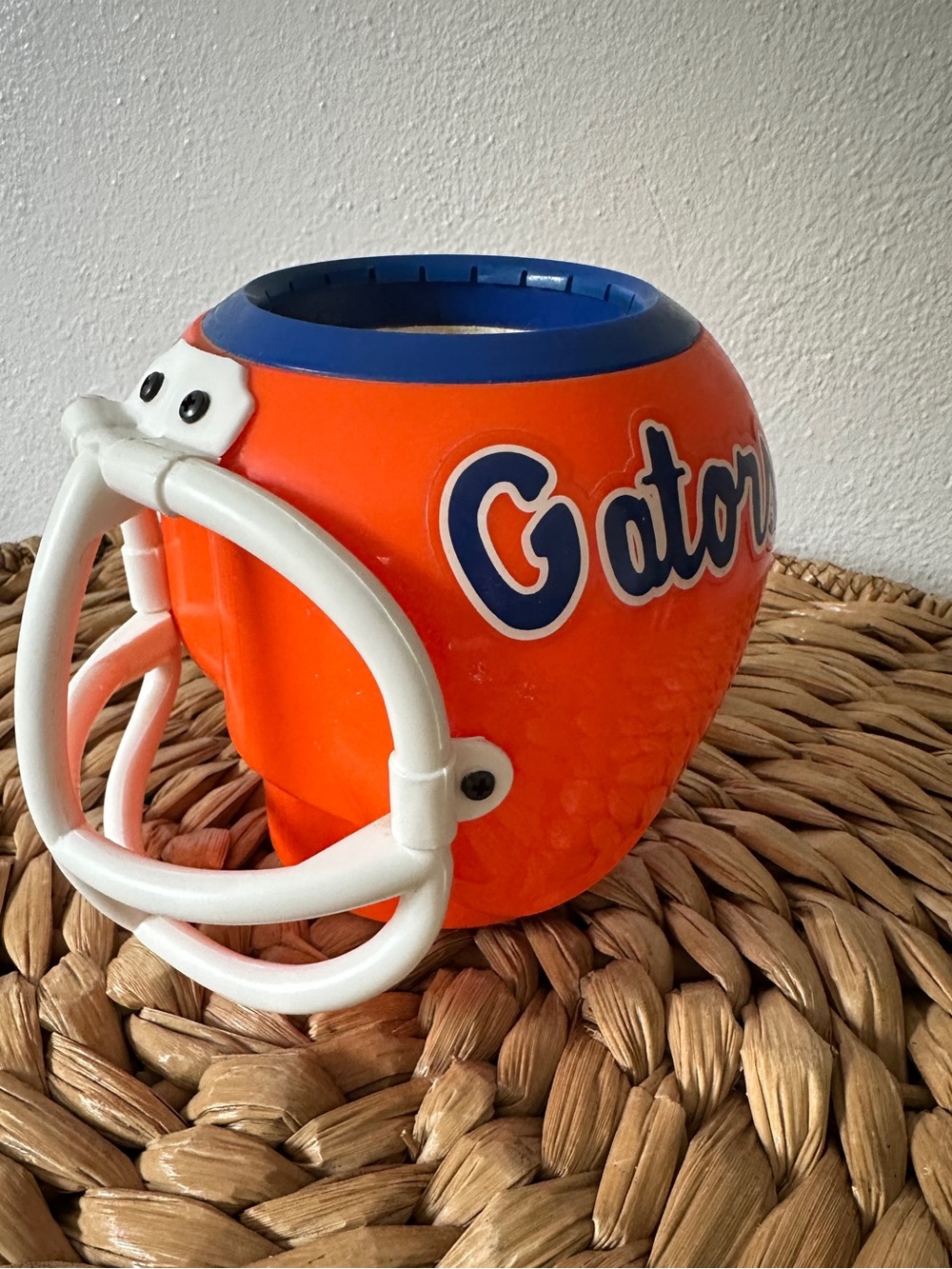 Vintage Gators Orange Football Helmet Cup with Blue Trim
